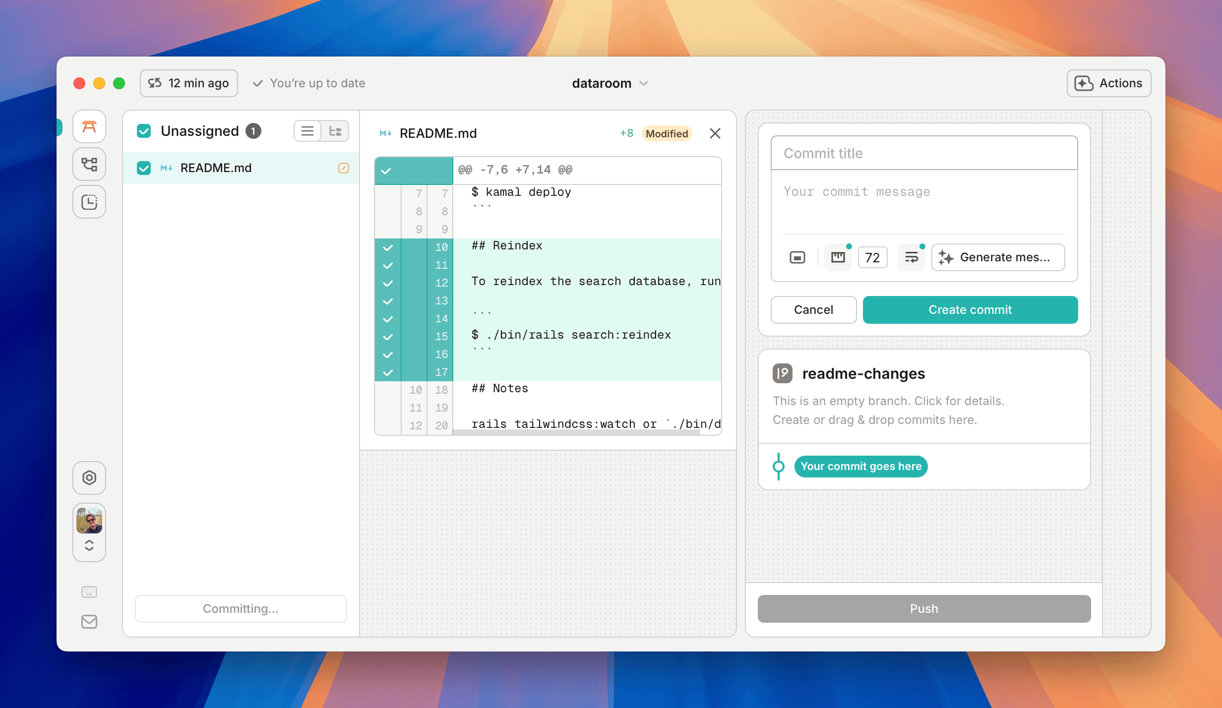 Simple commit message dialog